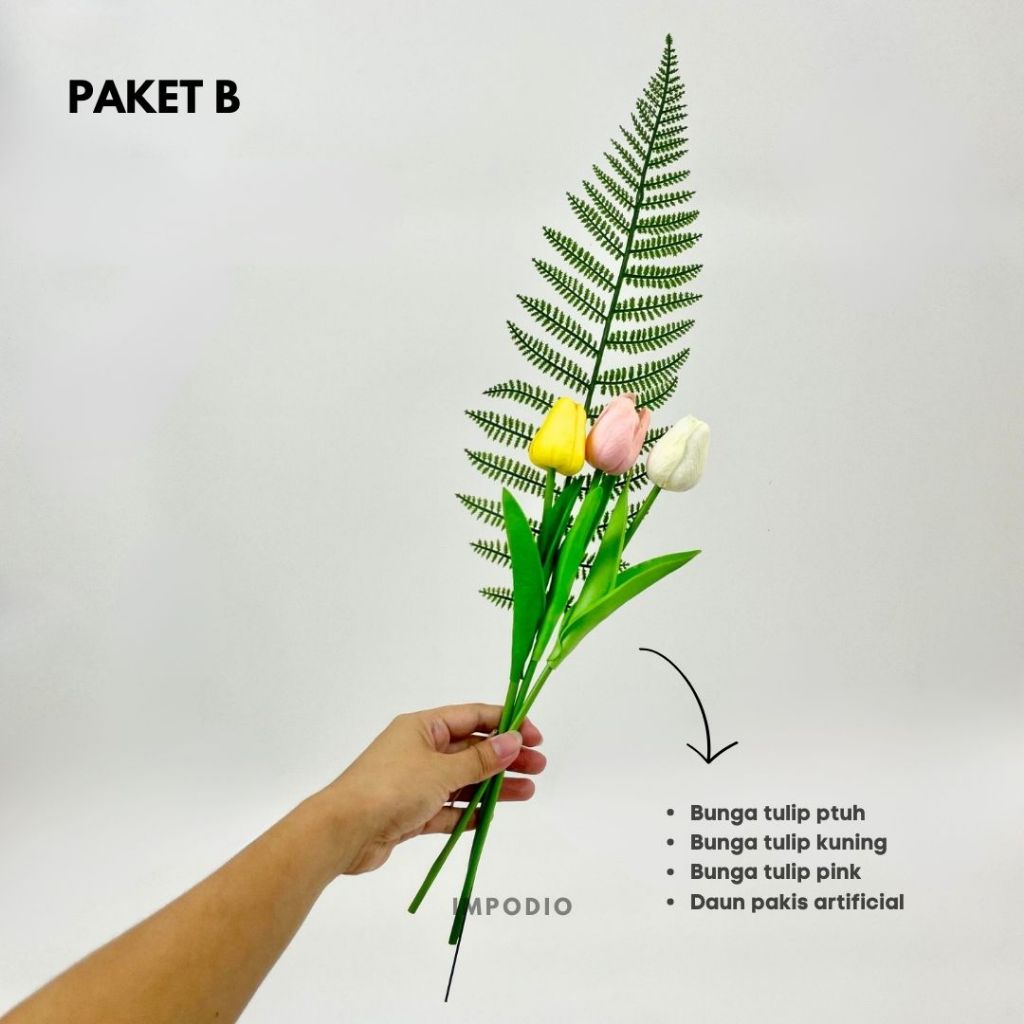 IMPODIO Paket Bunga dan Daun Palsu Artificial - Fake Leaf and Flower Props Dekorasi Foto Produk
