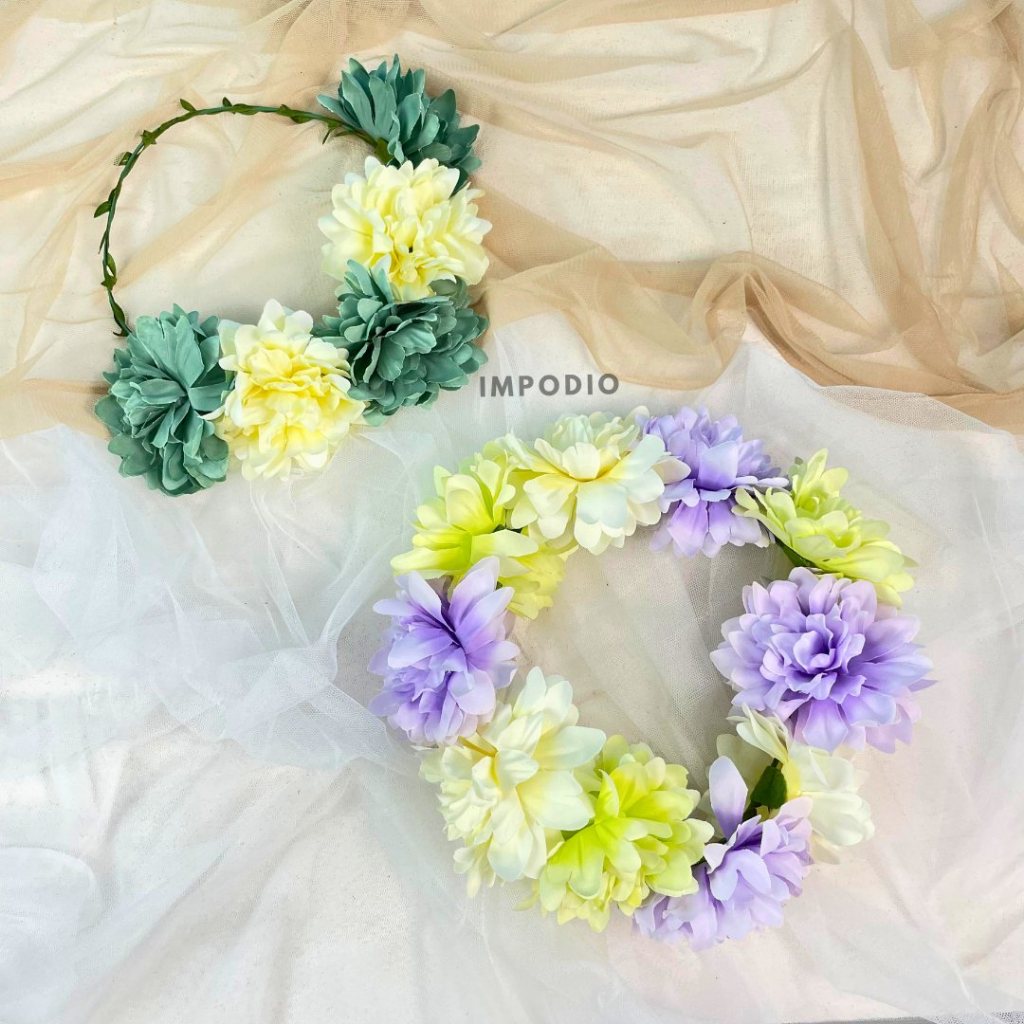 IMPODIO Round Flower Artificial - Rangkaian Bunga Palsu Props Foto Produk