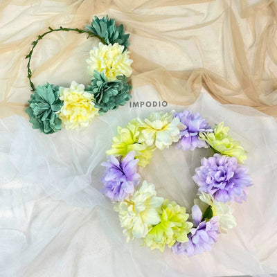 IMPODIO Round Flower Artificial – Rangkaian Bunga Palsu Props Foto