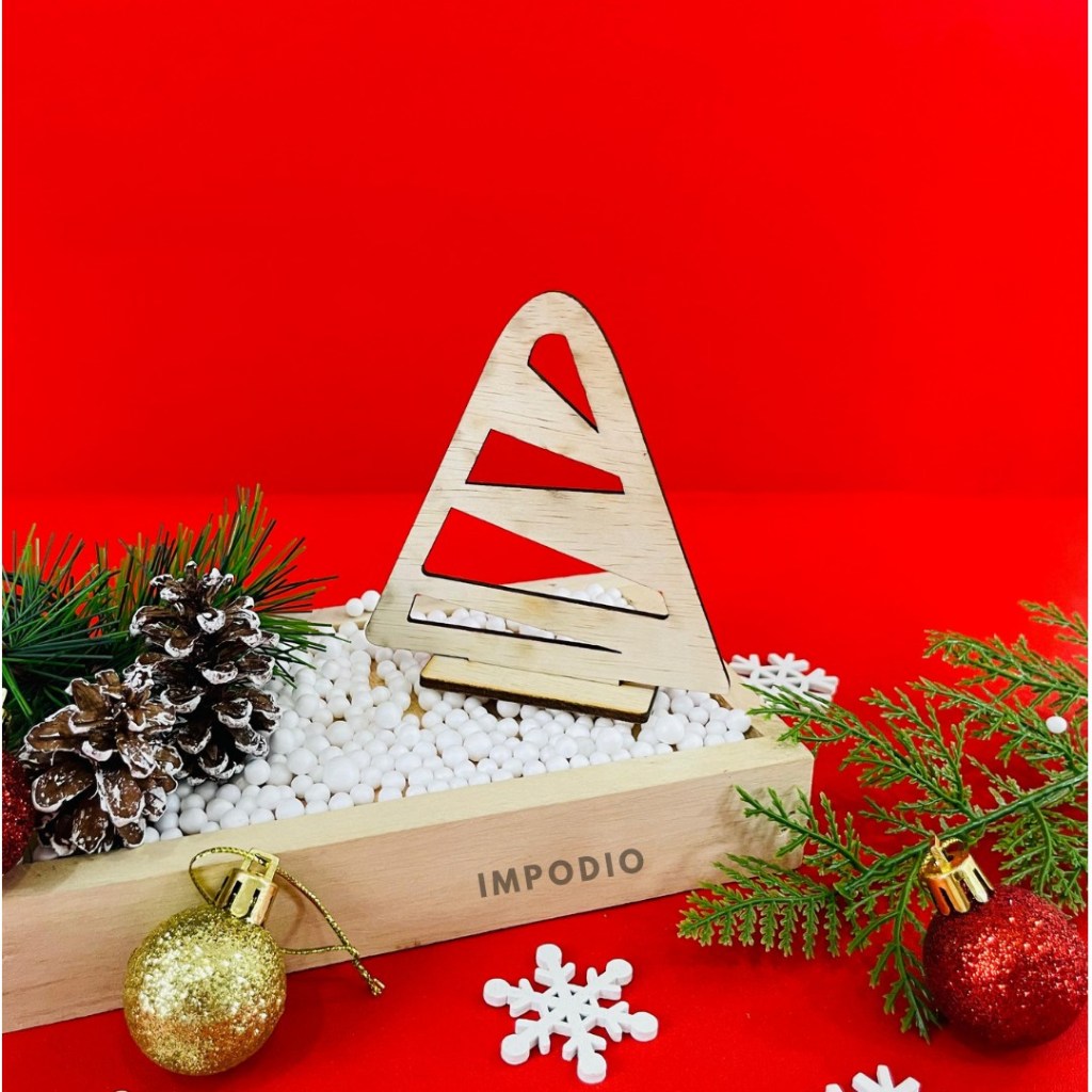 IMPODIO Pohon Natal Kayu Mini - Wooden Christmas Tree Props Foto Dekorasi Natal