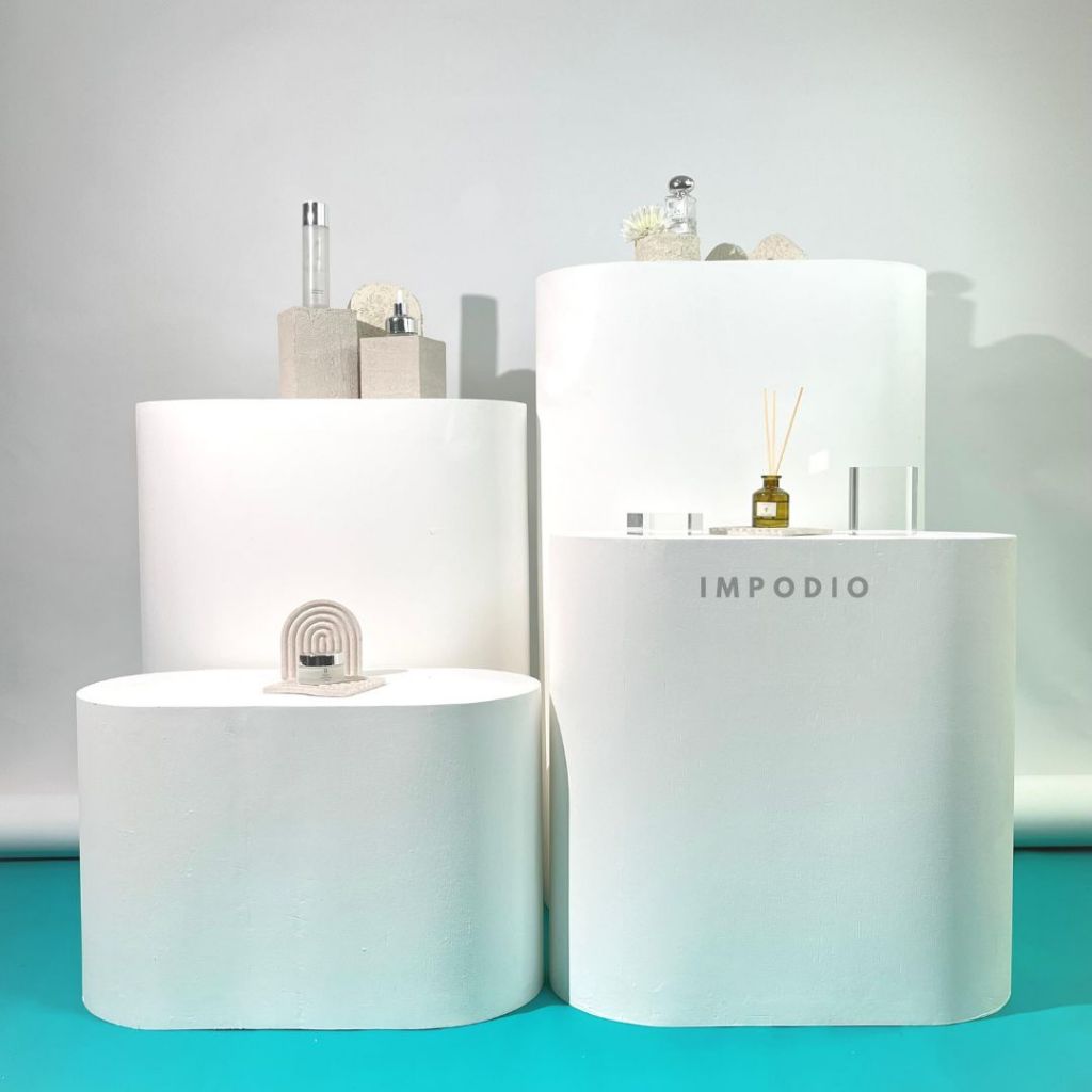 IMPODIO Podium Display Bentuk Oval Ukuran Jumbo 30x60 cm – Meja Pajangan Dekorasi Event / Toko / Pameran – Tahan Beban, Kokoh