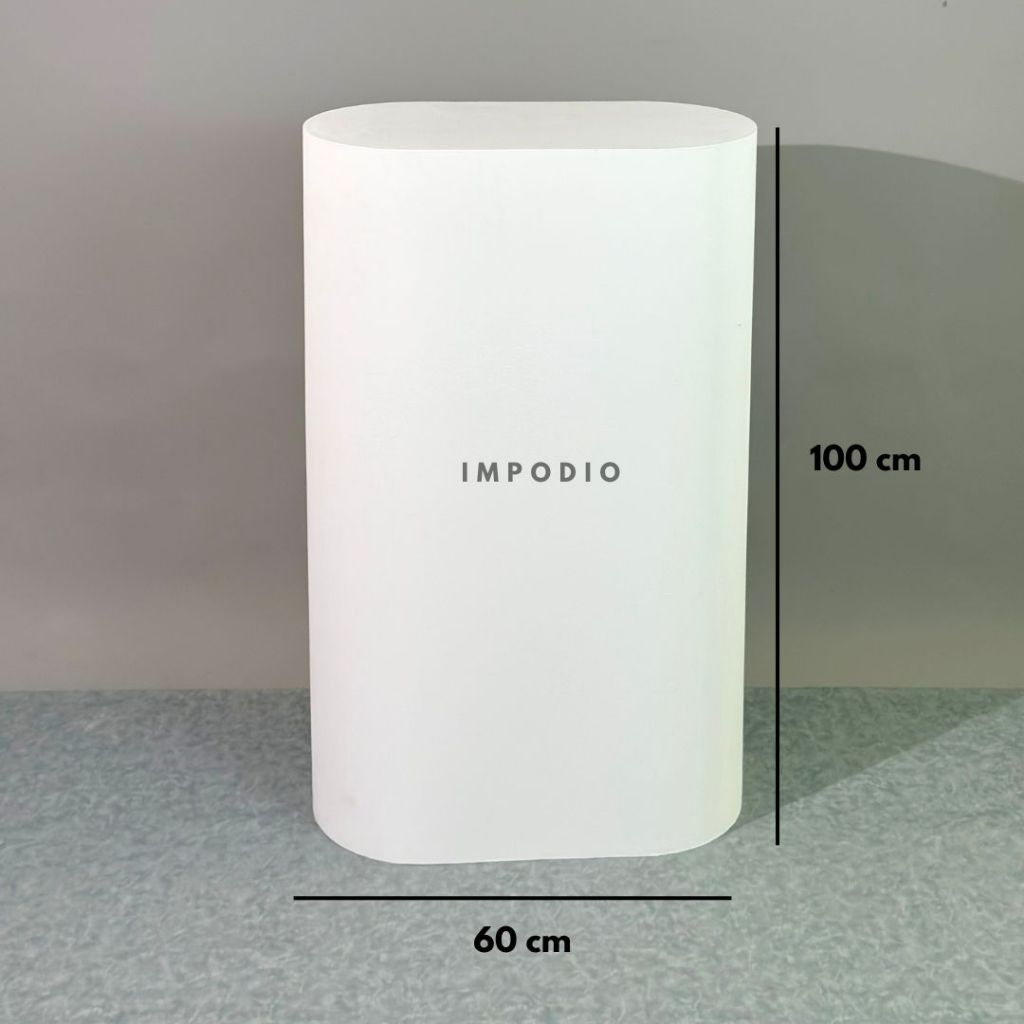 IMPODIO Podium Display Bentuk Oval Ukuran Jumbo 30x60 cm – Meja Pajangan Dekorasi Event / Toko / Pameran – Tahan Beban, Kokoh