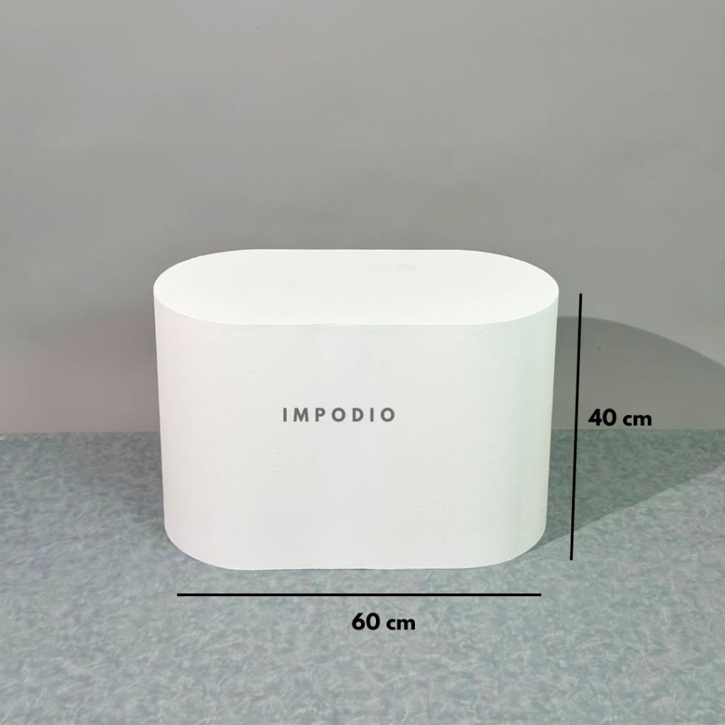 IMPODIO Podium Display Bentuk Oval Ukuran Jumbo 30x60 cm – Meja Pajangan Dekorasi Event / Toko / Pameran – Tahan Beban, Kokoh