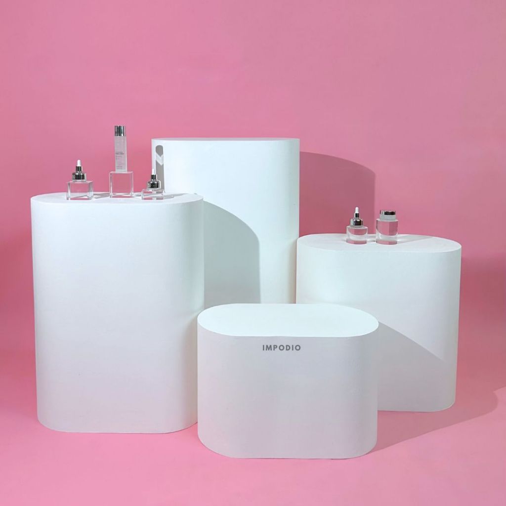 IMPODIO Podium Display Bentuk Oval Ukuran Jumbo 30x60 cm – Meja Pajangan Dekorasi Event / Toko / Pameran – Tahan Beban, Kokoh