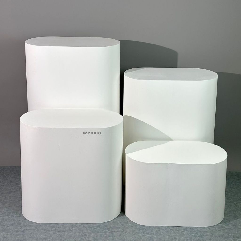 IMPODIO Podium Display Bentuk Oval Ukuran Jumbo 30x60 cm – Meja Pajangan Dekorasi Event / Toko / Pameran – Tahan Beban, Kokoh