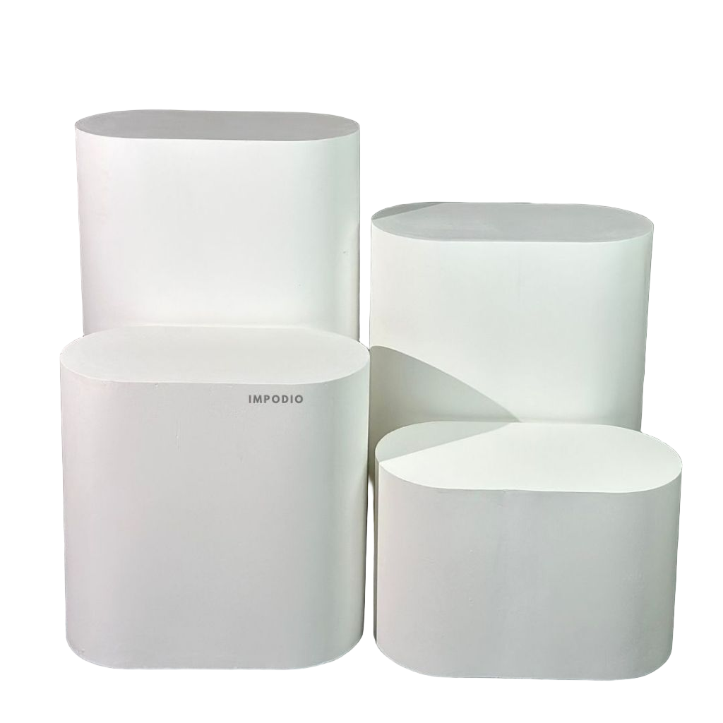 IMPODIO Podium Display Bentuk Oval Ukuran Jumbo 30x60 cm – Meja Pajangan Dekorasi Event / Toko / Pameran – Tahan Beban, Kokoh