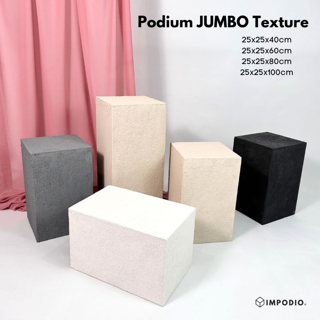 Textured Podium kotak display product ukuran 25 x 25cm - tinggi 40cm sampai 100cm - Props Foto Studio Display Produk IMPODIO