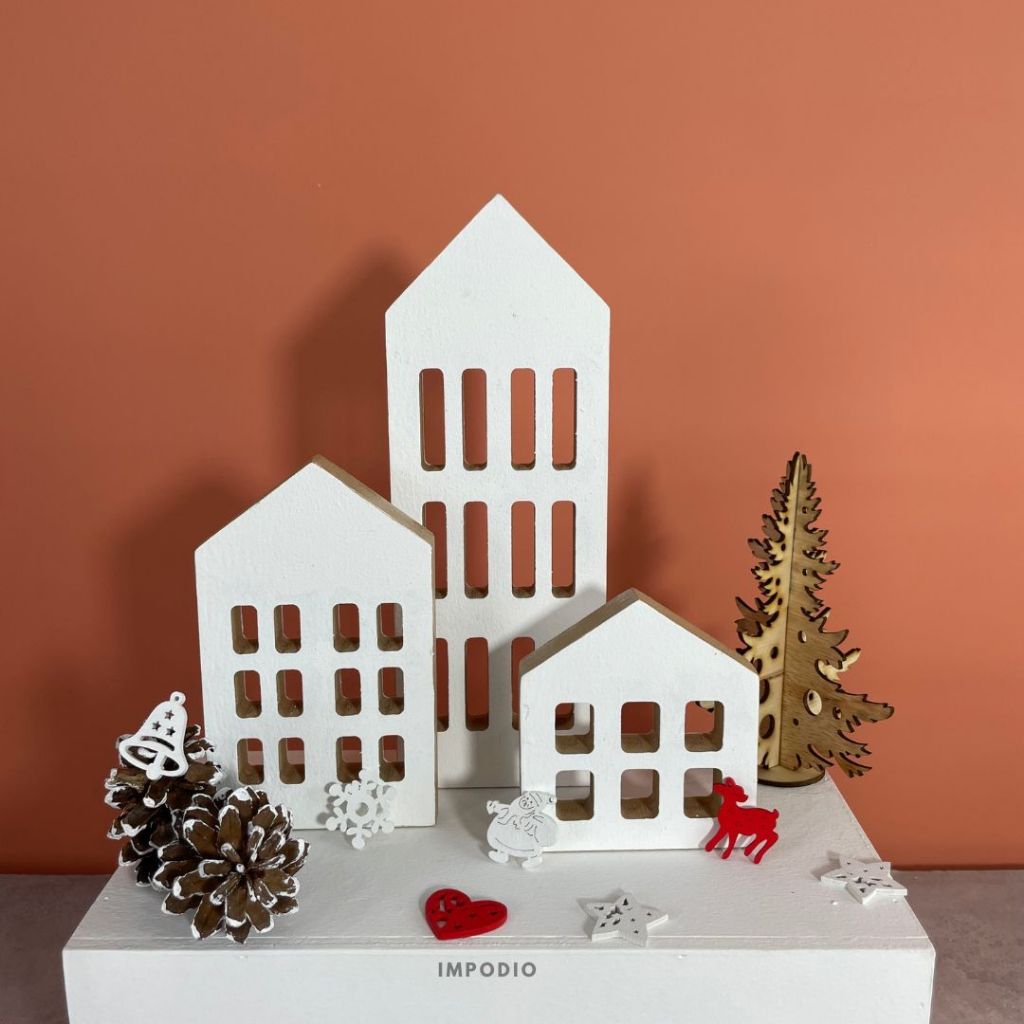 IMPODIO Set 3pcs Geometry Natal - wall window panel Display produk background photo