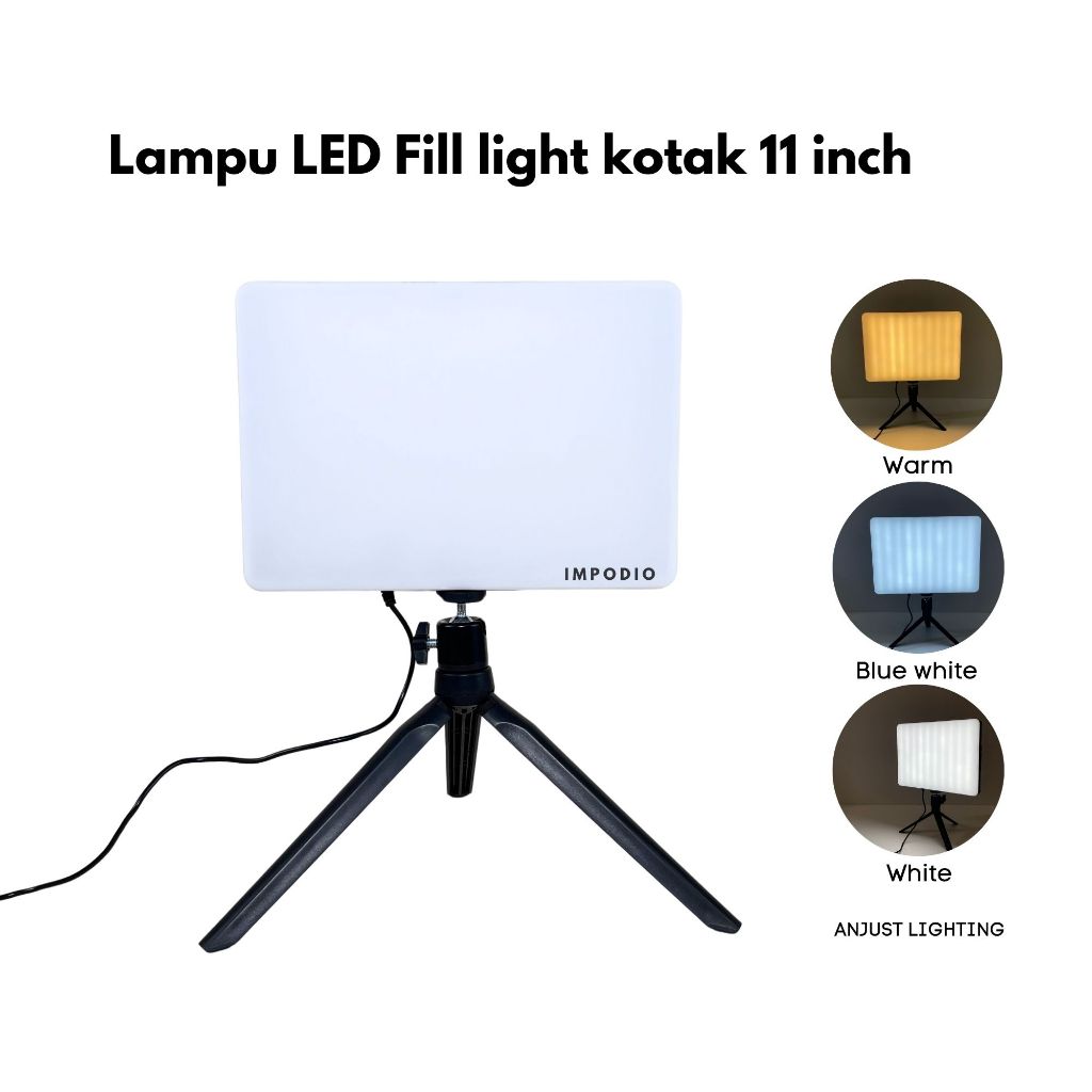 IMPODIO Lampu LED Fill light kotak 11 inch untuk videografi atau livestream