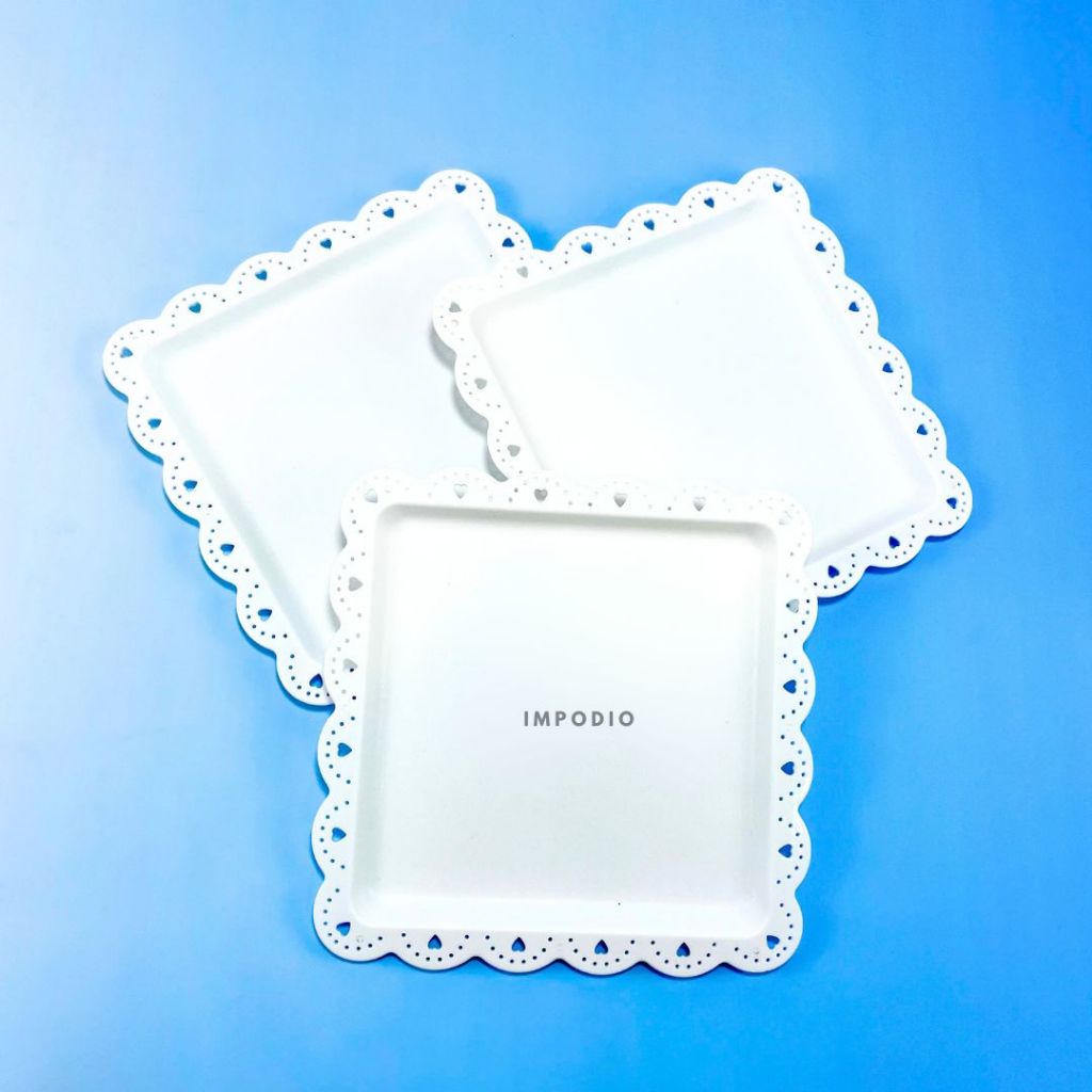 IMPODIO Nampan Piring Plastik Kotak Square - Wadah Tray Makanan Props Foto Produk
