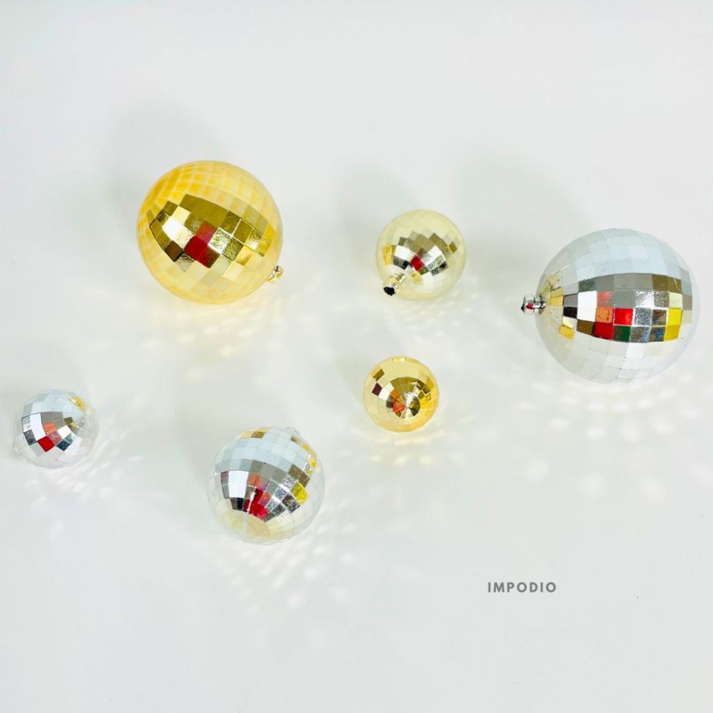 IMPODIO Set 3 PCS Disco Ball Hiasan Natal – Props Christmas Dekorasi Foto Produk