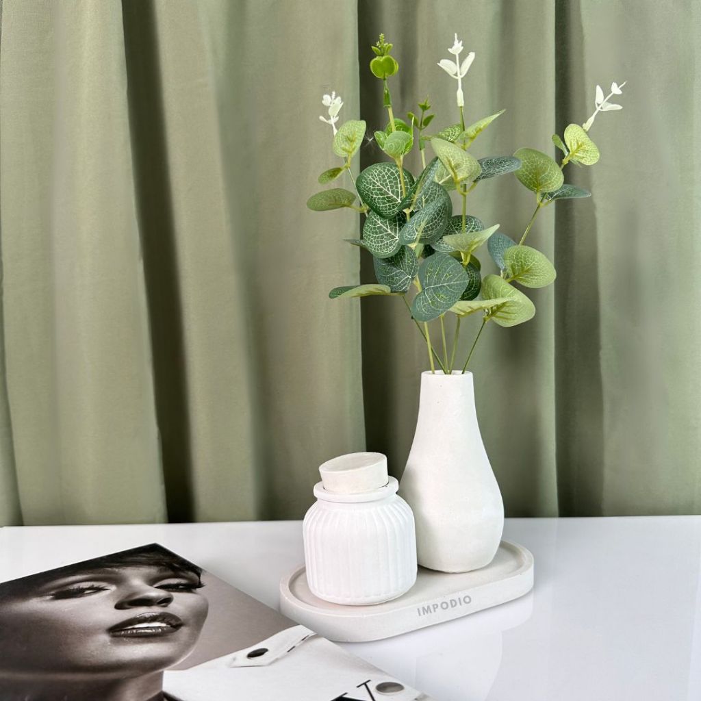 IMPODIO Concrete Tray Tatakan Bentuk Oval - Aesthetic Cement Coaster Dekorasi Rumah -  Properti Foto Produk