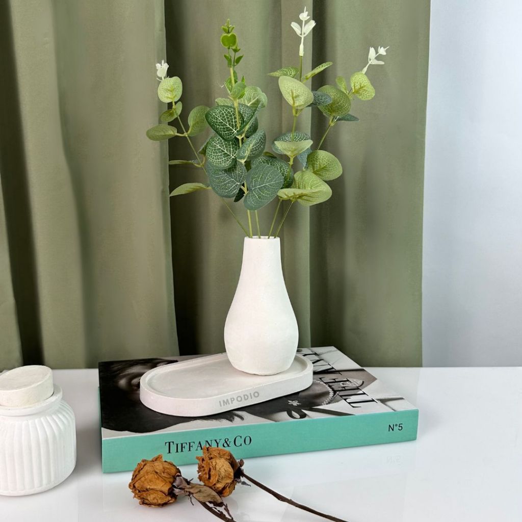 IMPODIO Concrete Tray Tatakan Bentuk Oval - Aesthetic Cement Coaster Dekorasi Rumah -  Properti Foto Produk