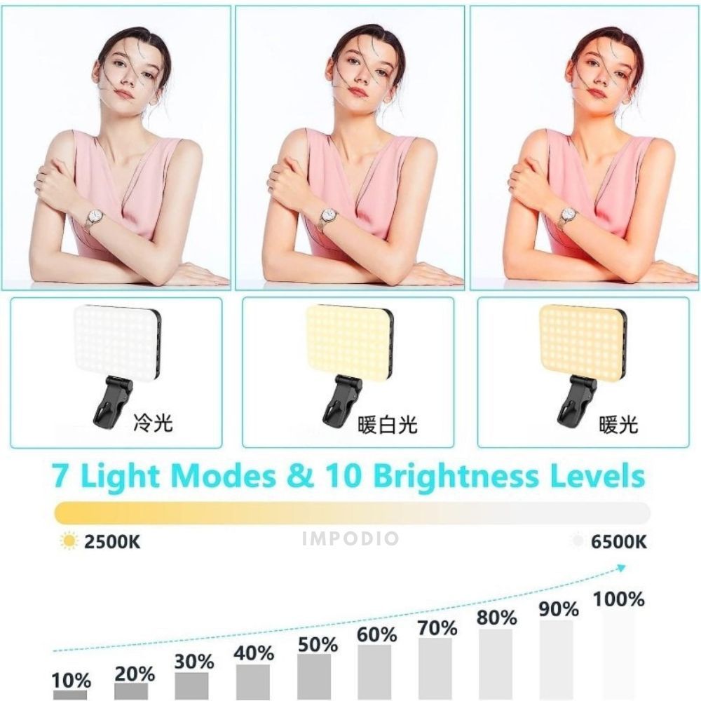 IMPODIO LED Lampu kamera Rechargeable – adjustable 30w Super Terang - close up