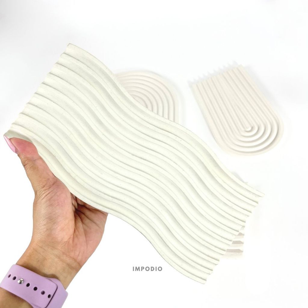 IMPODIO Dekorasi Unik 4 Pcs Arch & Wave Concrete – Perfect untuk Showcase Produk