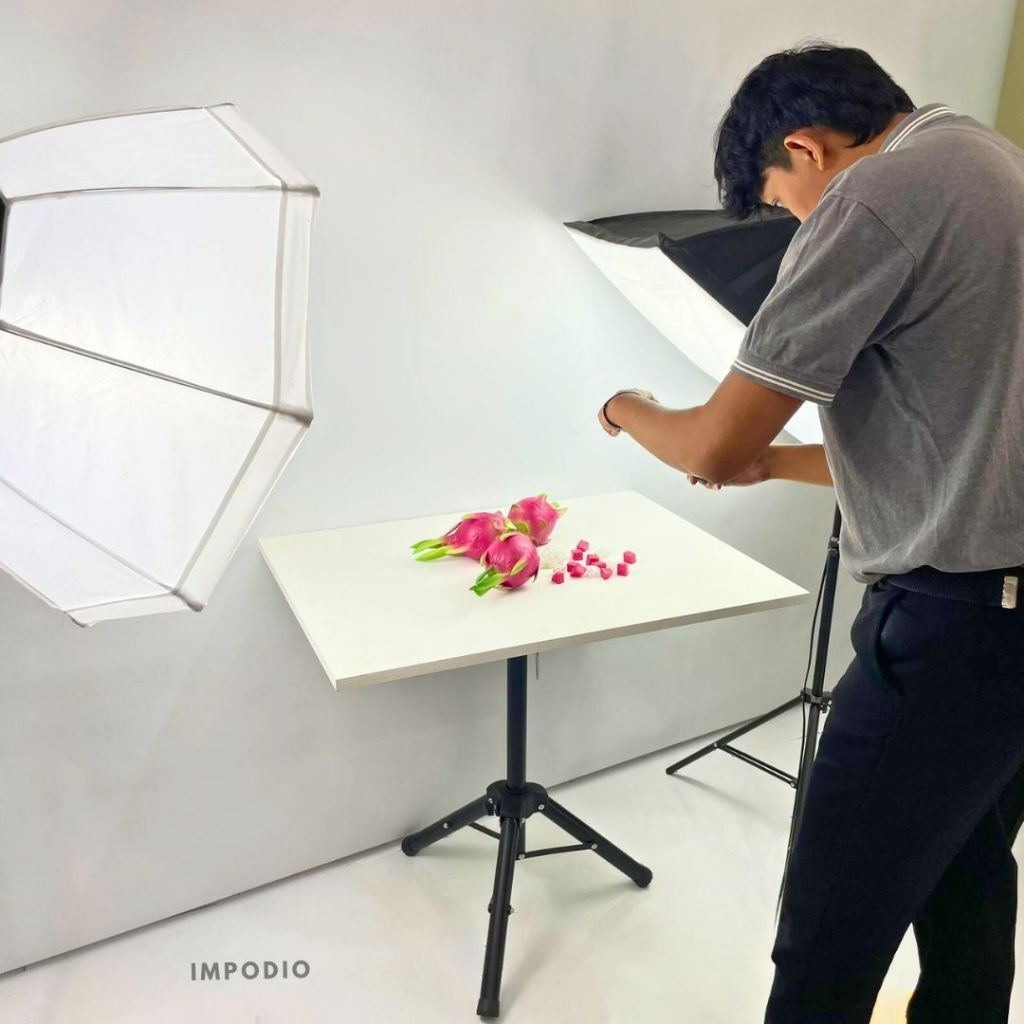 IMPODIO Meja Photography Adjustable Styling Product - Standing Table Portable Properti Foto Produk