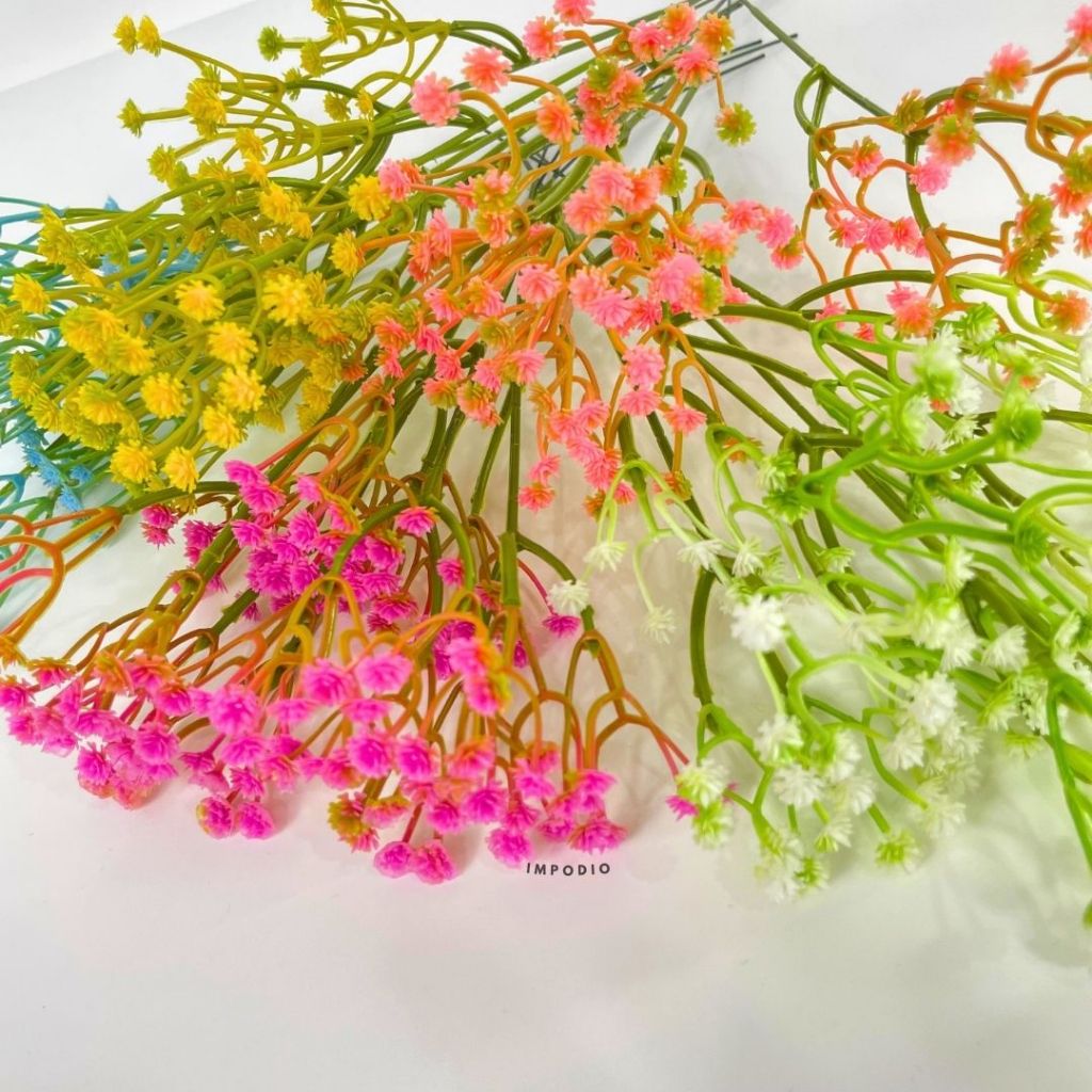 IMPODIO Paket Vas Bunga kayu + artificial baby breath flowers vase