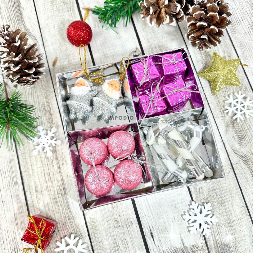 IMPODIO Paket Props Natal Mix 4 Variant - Christmas Decoration Hiasan Natal Props Foto Produk