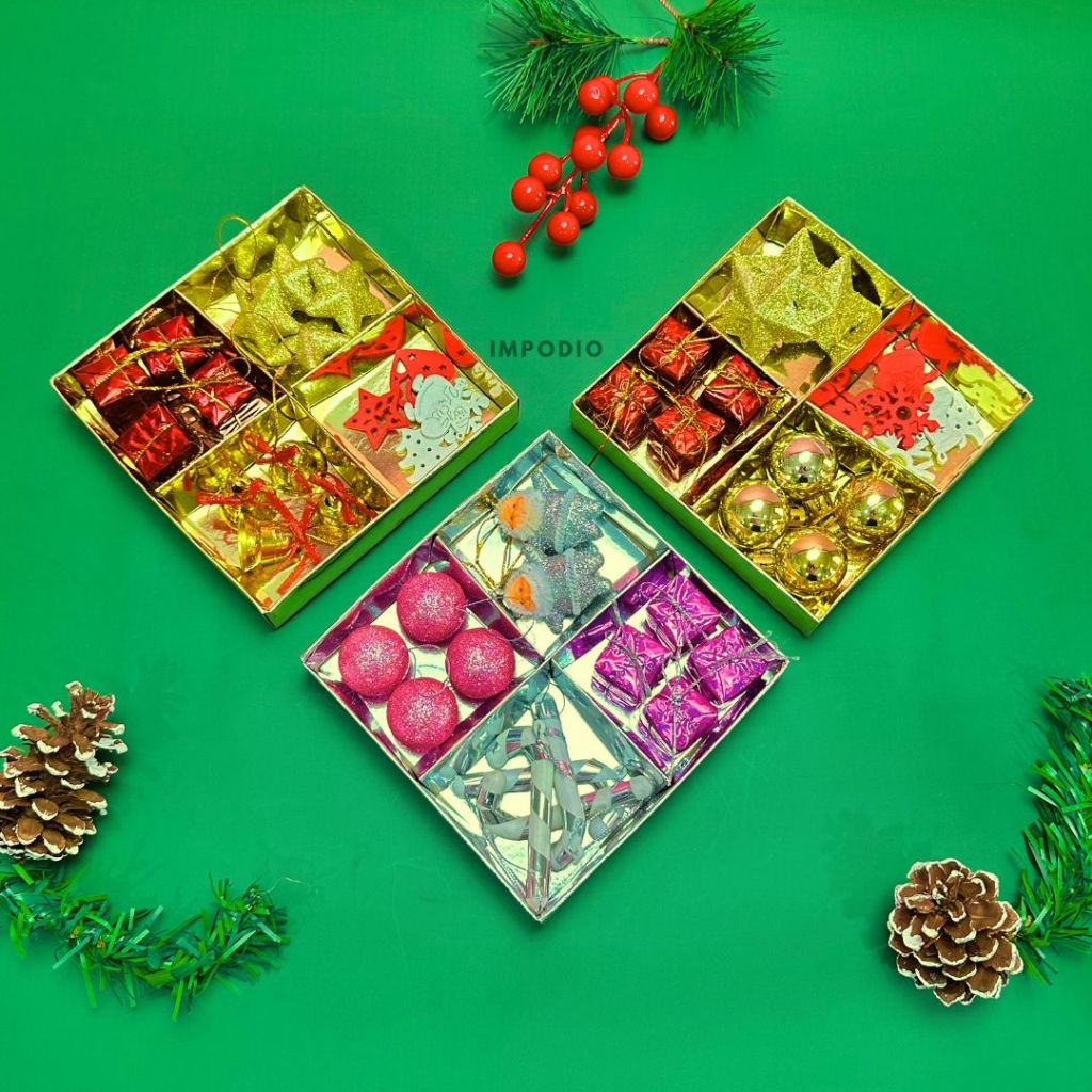 IMPODIO Paket Props Natal Mix 4 Variant - Christmas Decoration Hiasan Natal Props Foto Produk