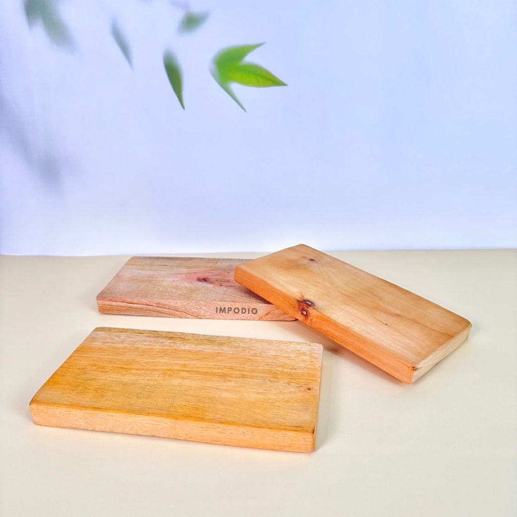 IMPODIO Tatakan Kayu Serbaguna 20x10 cm - Wooden Coaster Wadah Makanan Minuman Props Foto Produk