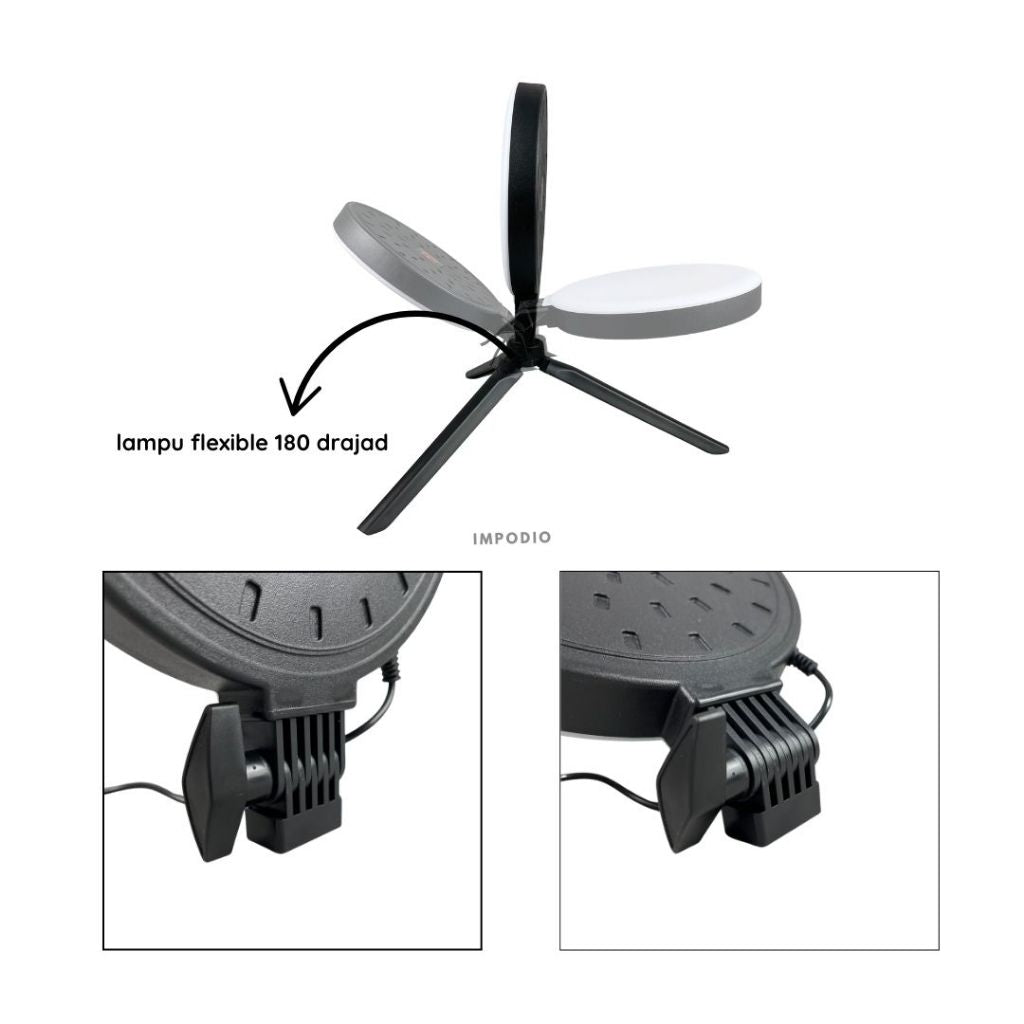 IMPODIO Lampu LED Fill Light Bulat 16cm Content Creator Lighting - detail produk
