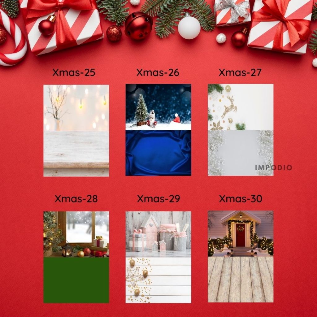 IMPODIO Alas Foto Lipat Motif Christmas Natal 25-30 - Background foto waterproof