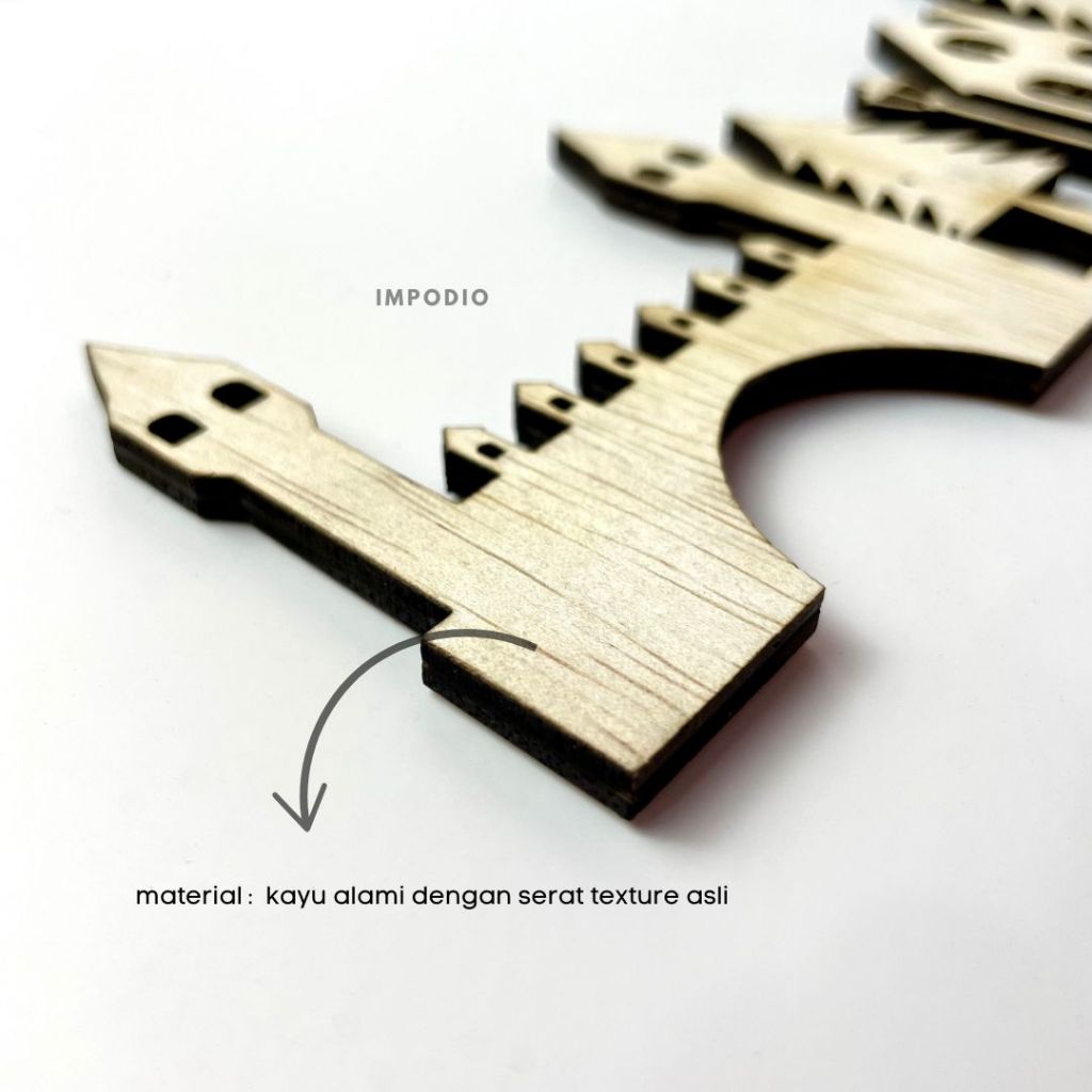 IMPODIO Set Ornamen Natal Natural Wood Bentuk Gereja Bangunan Rumah - Christmas Decoration Props Foto Product