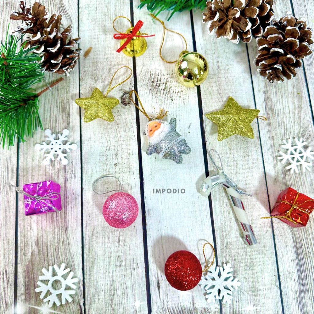 IMPODIO Paket Props Natal Mix 4 Variant - Christmas Decoration Hiasan Natal Props Foto Produk