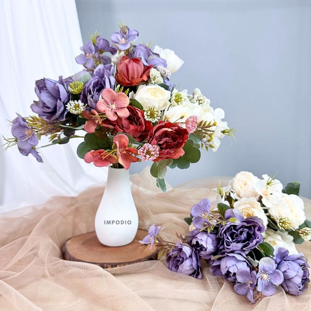 IMPODIO Bunga Peony Artificial Palsu - Fake Flower Bouquet Hiasan Rumah Dekorasi Foto Produk