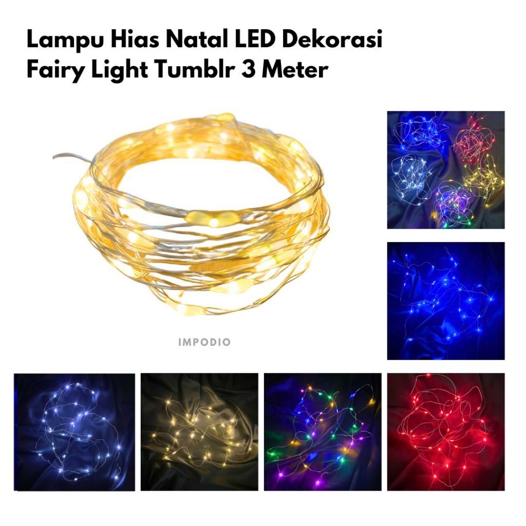 IMPODIO LED Dekorasi Fairy Light Tumbler 3 Meter Hiasan Natal- Lighting Props Foto Produk