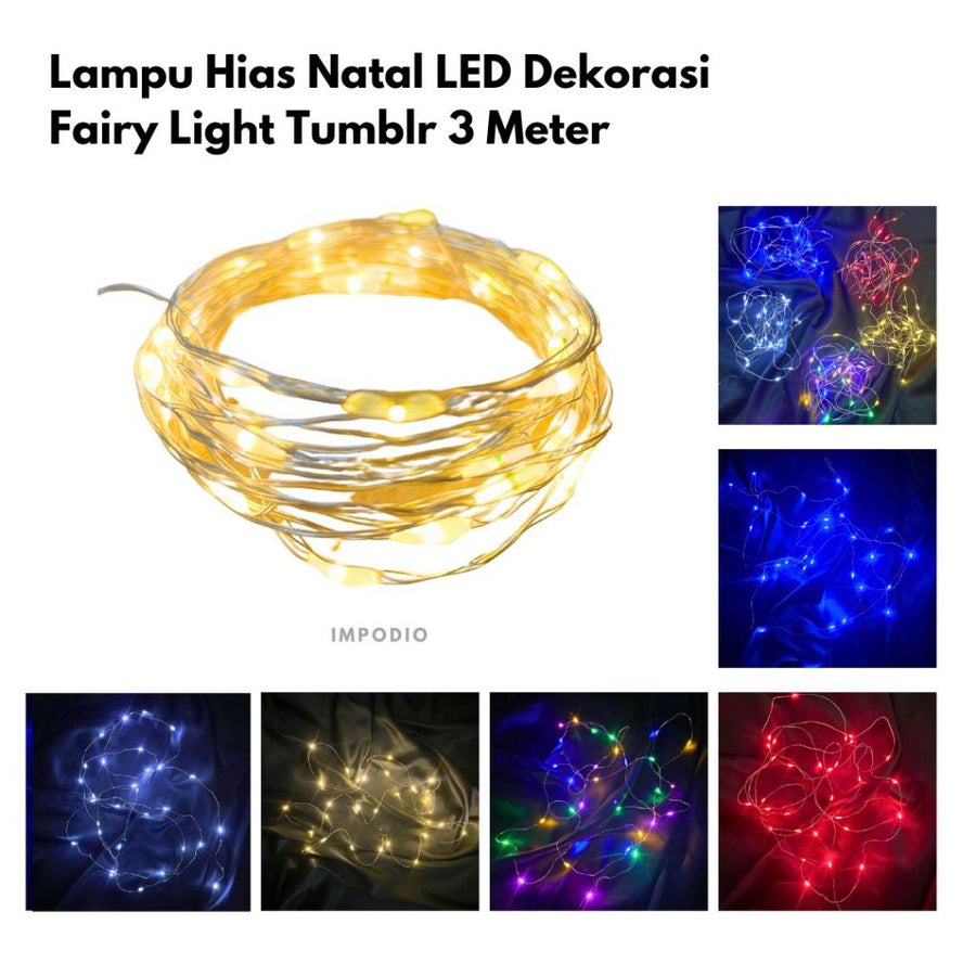 IMPODIO LED Dekorasi Fairy Light Tumbler 3 Meter Hiasan Natal-