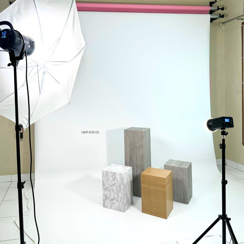 IMPODIO Podium Balok Kayu Motif Aesthetic Ukuran Besar - display product photography serbaguna