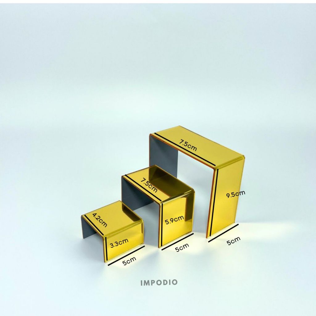 IMPODIO Acrylic Set Tangga Mirror 3 Variant Warna - Podium Display Akrilik Foto Produk