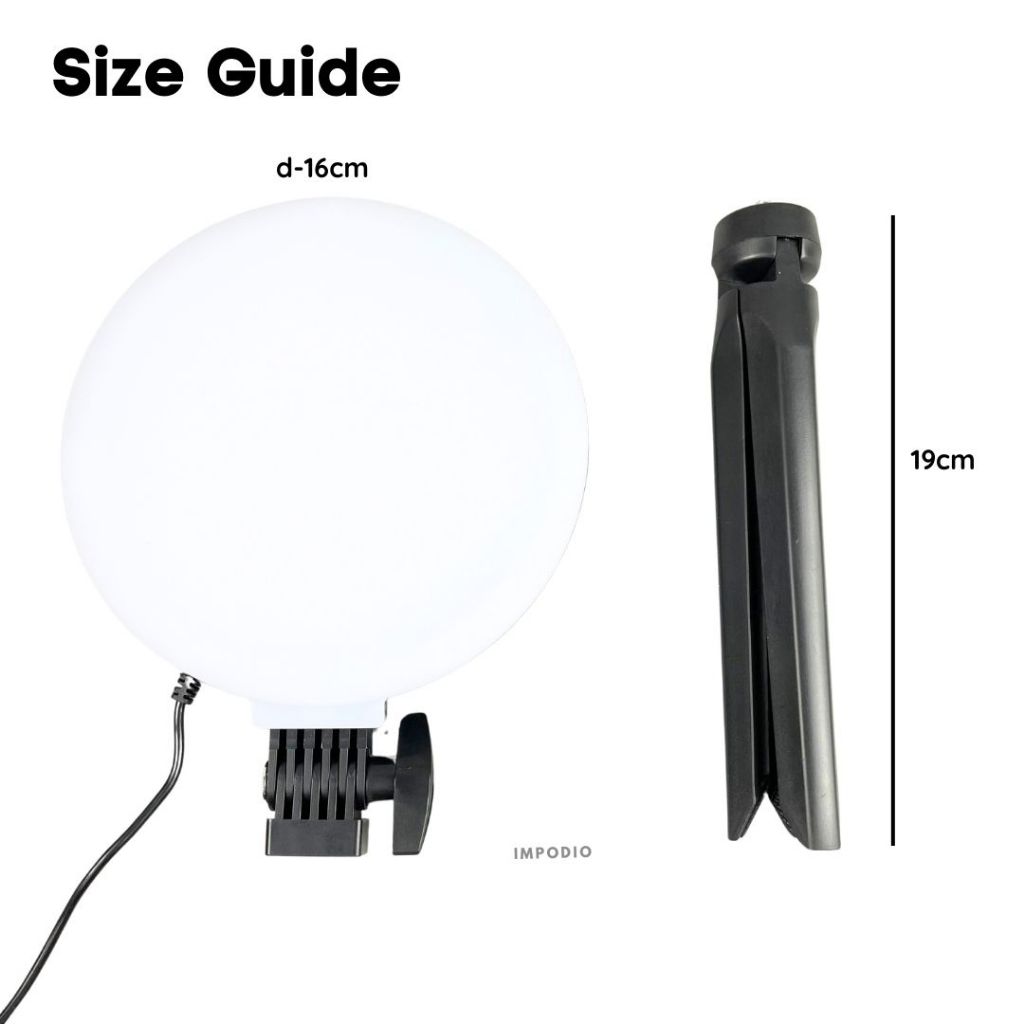 IMPODIO Lampu LED Fill Light Bulat 16cm Content Creator Lighting - close up