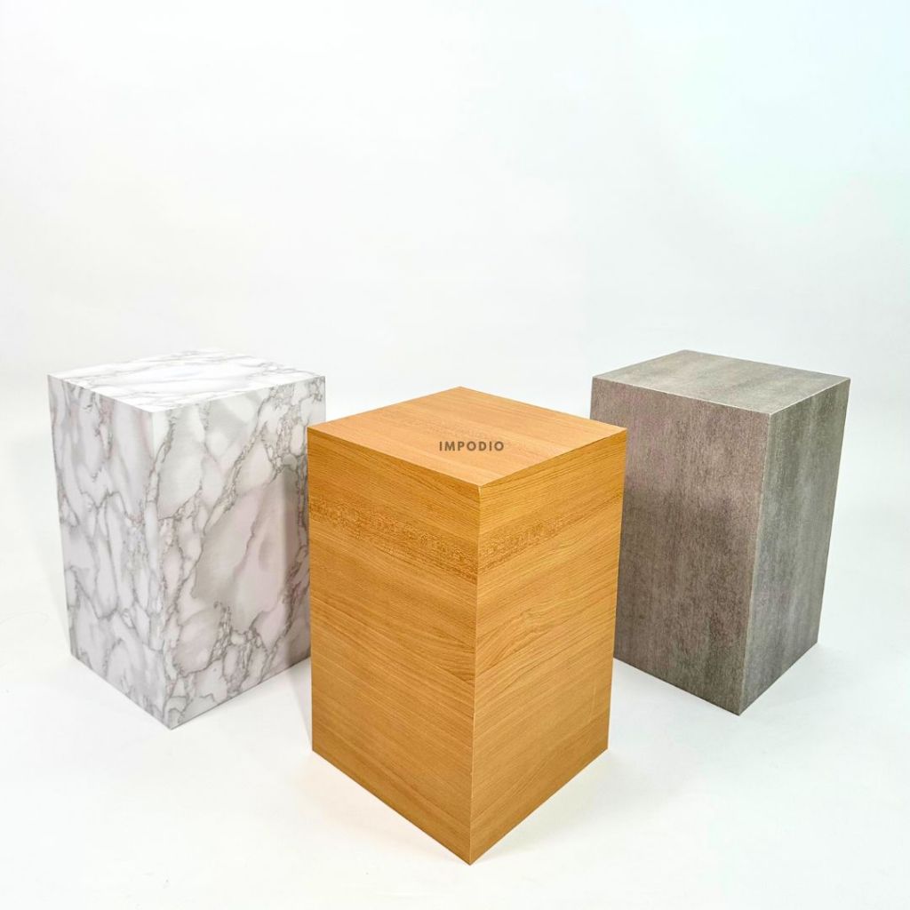 IMPODIO Podium Balok Kayu Motif Aesthetic Ukuran Besar - display product photography serbaguna