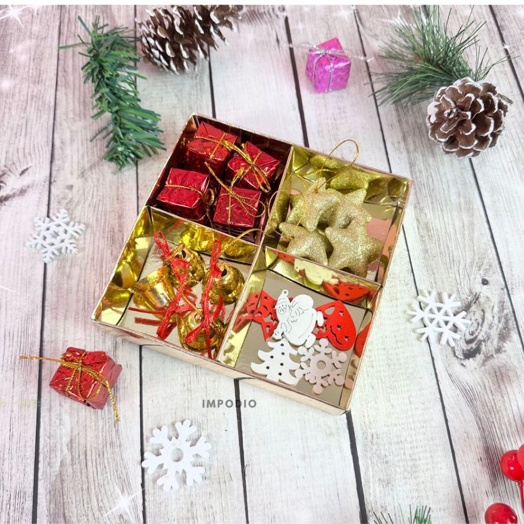 IMPODIO Paket Props Natal Mix 4 Variant - Christmas Decoration Hiasan Natal Props Foto Produk