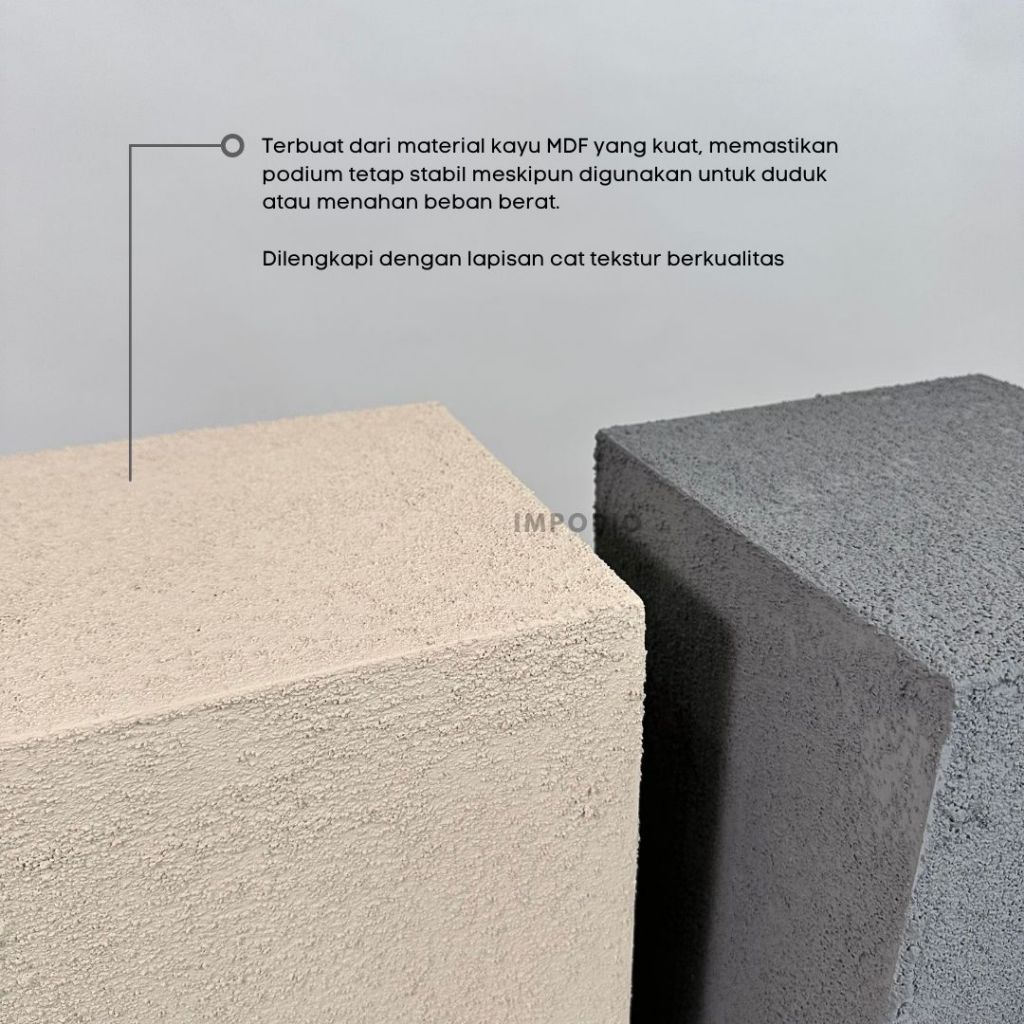 Textured Podium kotak display product ukuran 25 x 25cm - tinggi 40cm sampai 100cm - Props Foto Studio Display Produk IMPODIO