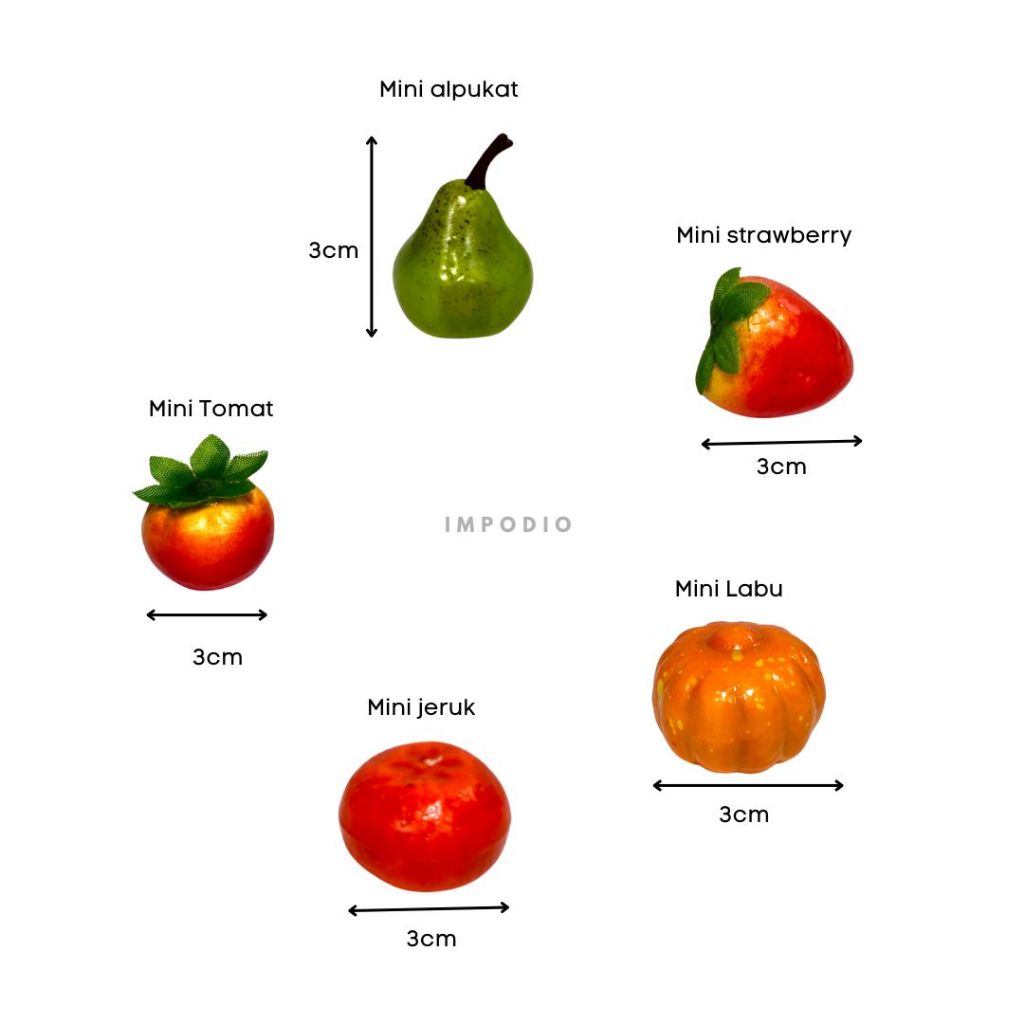 IMPODIO Buah Buahan Mini Palsu Satuan / Fake Artificial Fruits - Dekorasi Props Foto