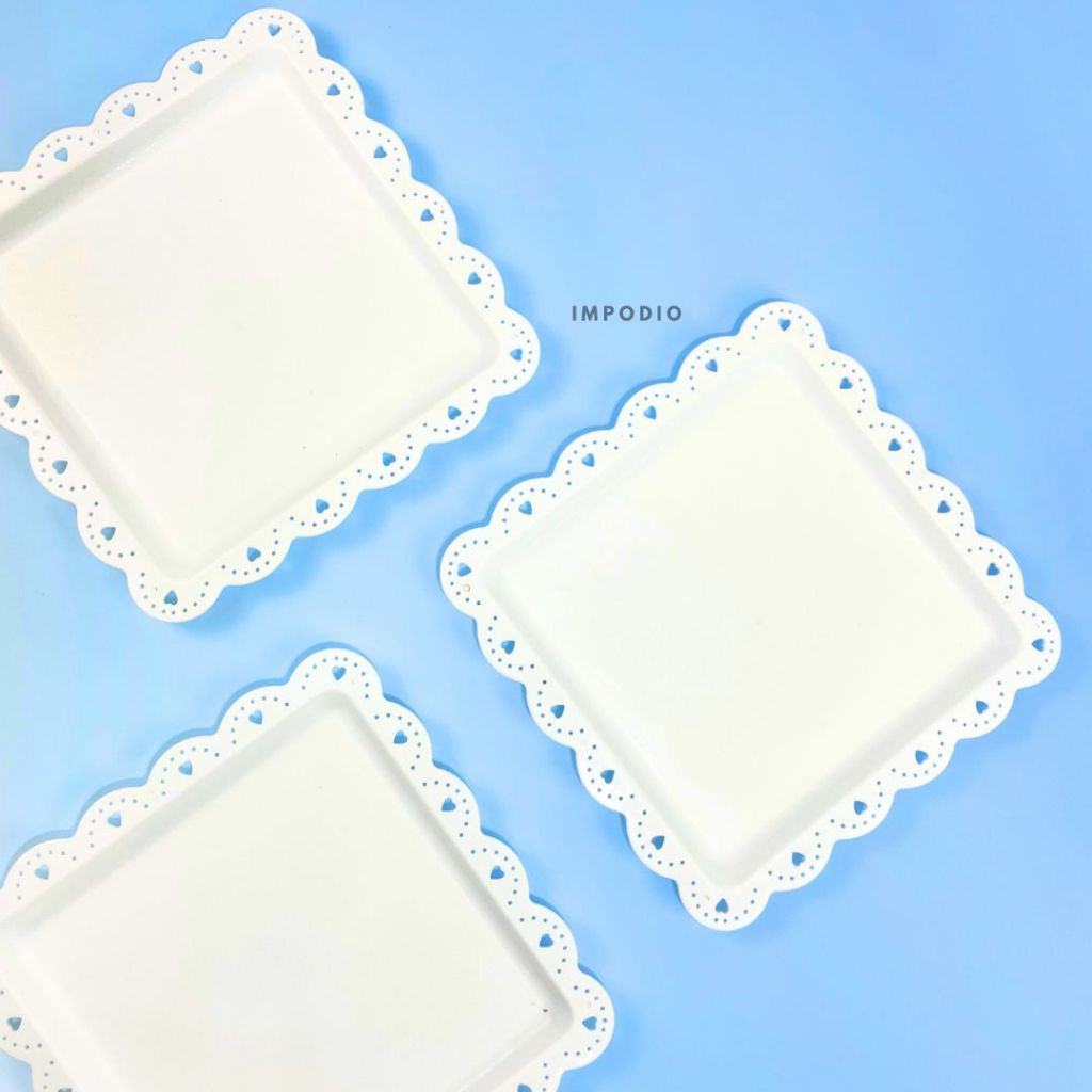 IMPODIO Nampan Piring Plastik Kotak Square - Wadah Tray Makanan Props Foto Produk