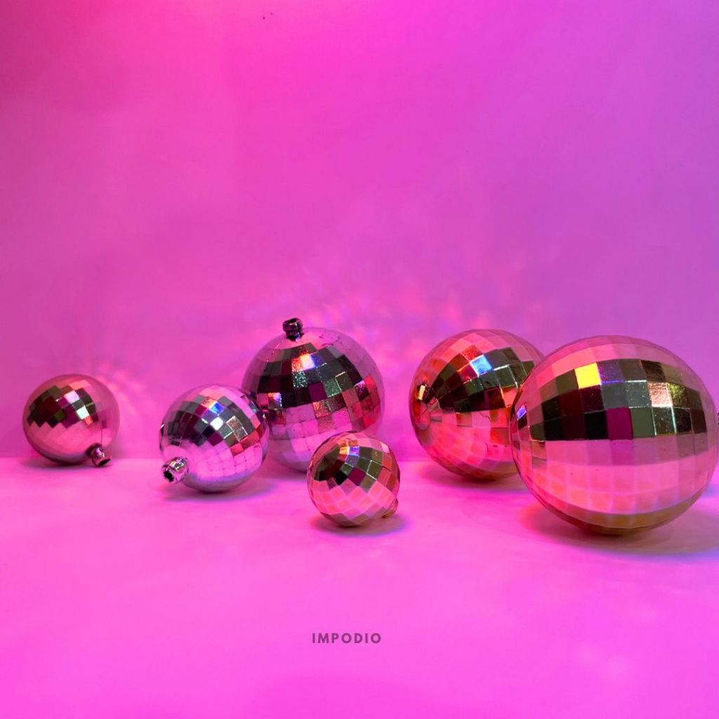 IMPODIO Set 3 PCS Disco Ball Hiasan Natal – Props Christmas Dekorasi Foto Produk