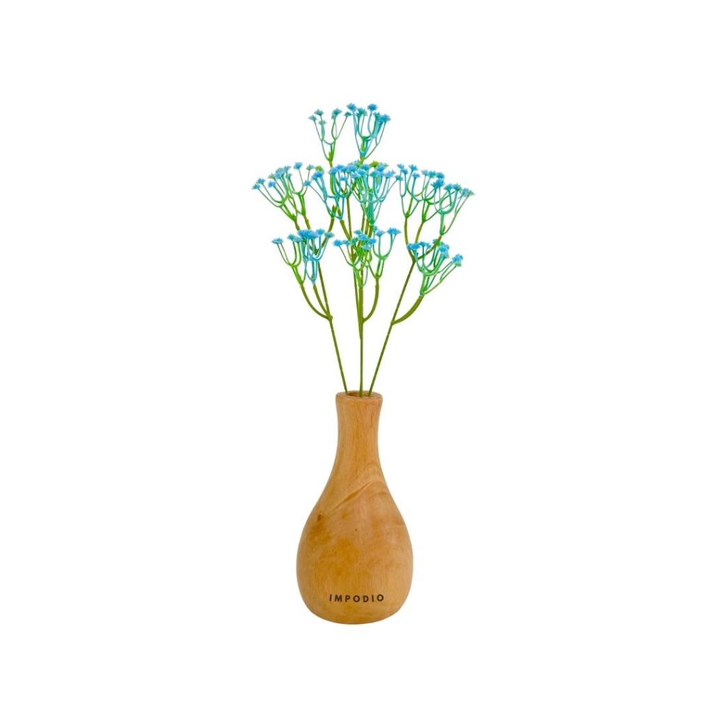 IMPODIO Paket Vas Bunga kayu + artificial baby breath flowers vase