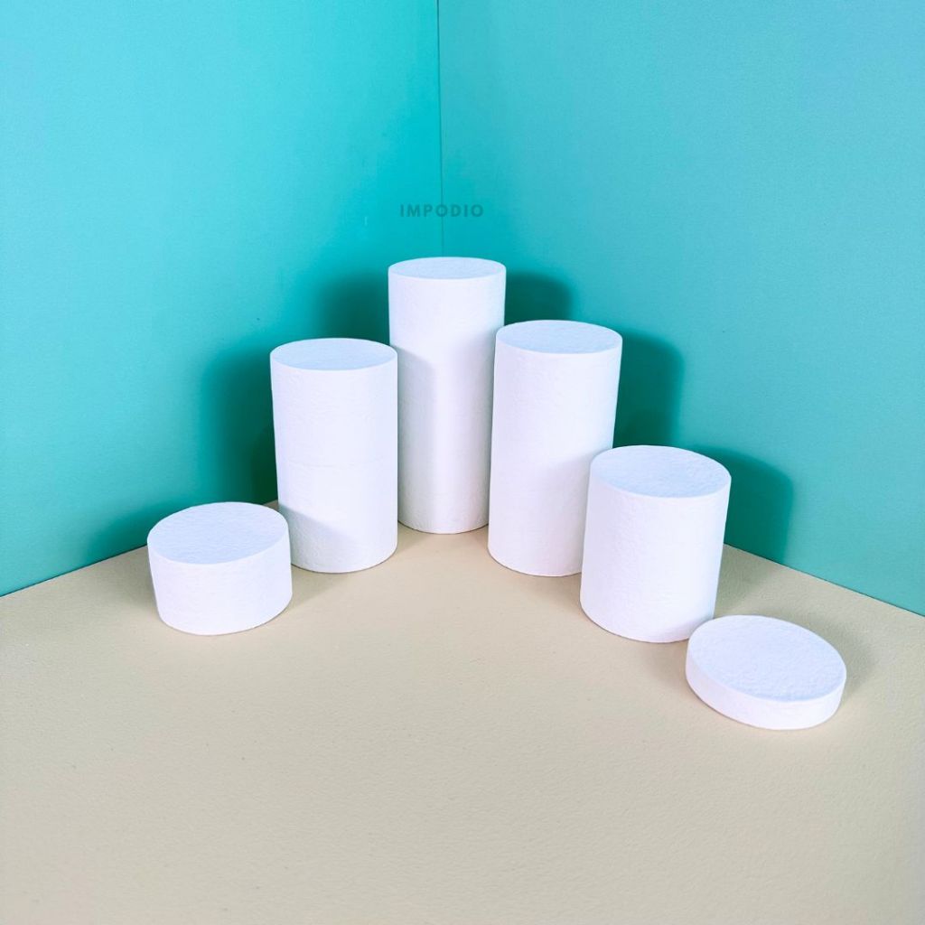 IMPODIO Set Podium Tabung Dan Balok - Geometry Display Produk - Podium Laveling Props Foto Produk