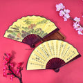 IMPODIO Kipas kain lipat motif lukisan china bolak balik oriental - tampak samping