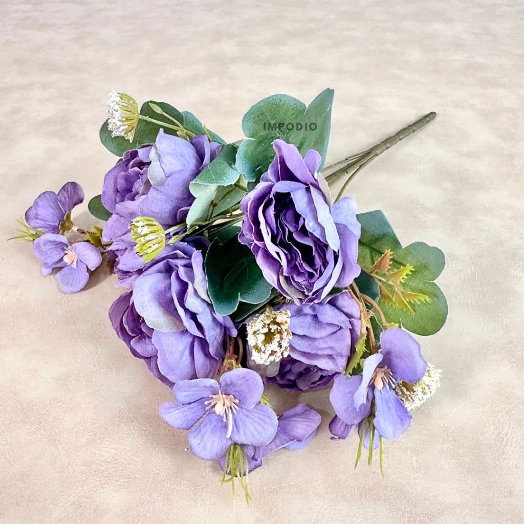 IMPODIO Bunga Peony Artificial Palsu - Fake Flower Bouquet Hiasan Rumah Dekorasi Foto Produk