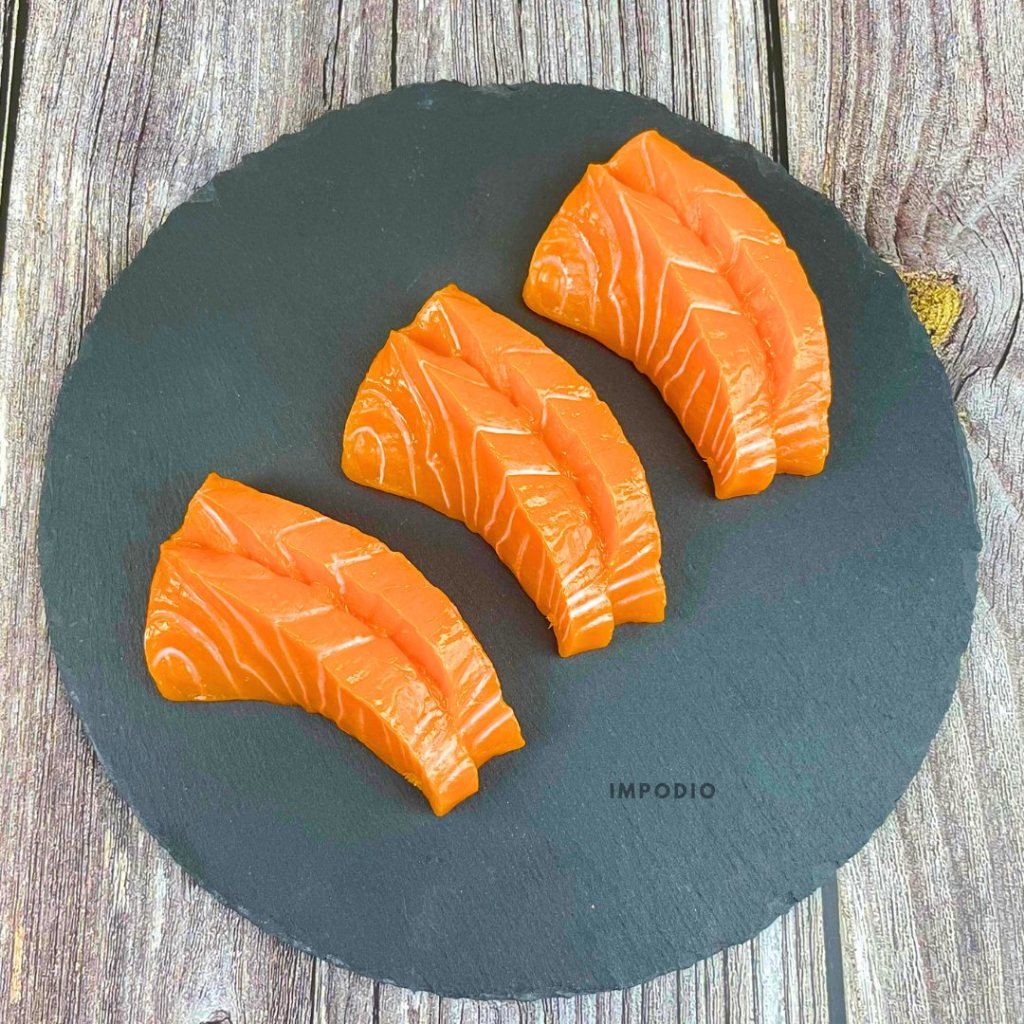 IMPODIO Sashimi Ikan Salmon Suhi Artificial Palsu - Fake Sashimi Props Foto Produk Makanan