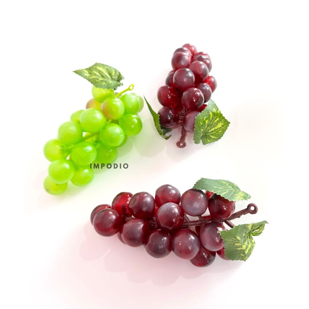 IMPODIO Buah Artificial Anggur 2 warna - Buah Palsu Dekorasi Foto - detail produk