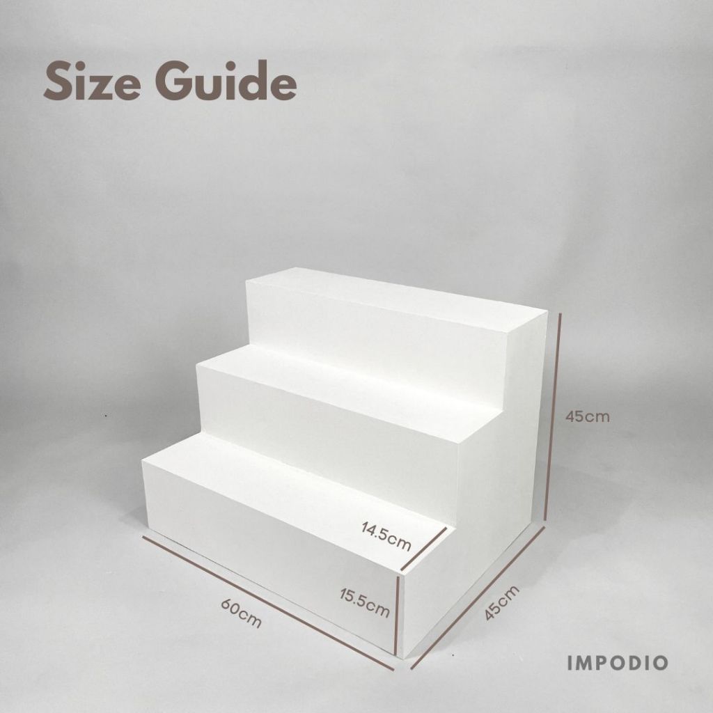 IMPODIO Tangga Podium Kayu Jumbo 60x45x45cm - display balok bertingkat - Properti Foto Produk
