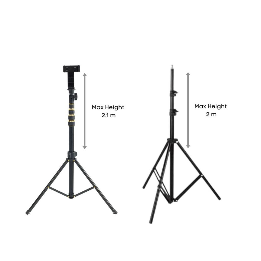 IMPODIO portable light stand tripod serba guna tinggi 200cm - Hitam - tampak samping