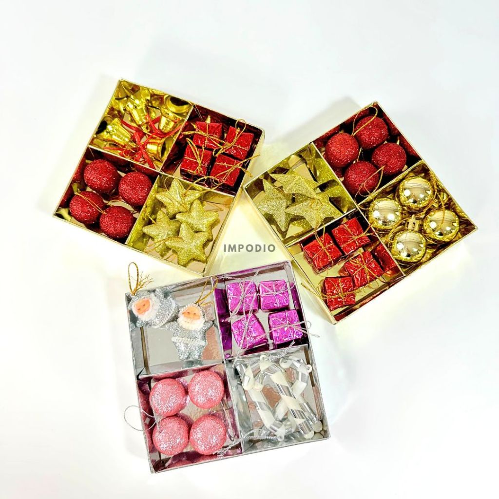 IMPODIO Paket Props Natal Mix 4 Variant - Christmas Decoration Hiasan Natal Props Foto Produk