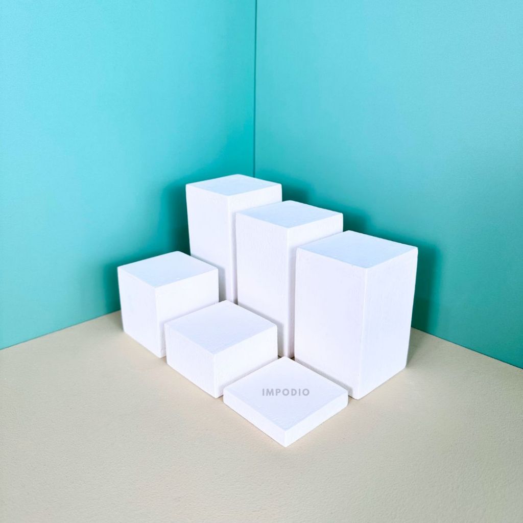 IMPODIO Set Podium Tabung Dan Balok - Geometry Display Produk - Podium Laveling Props Foto Produk